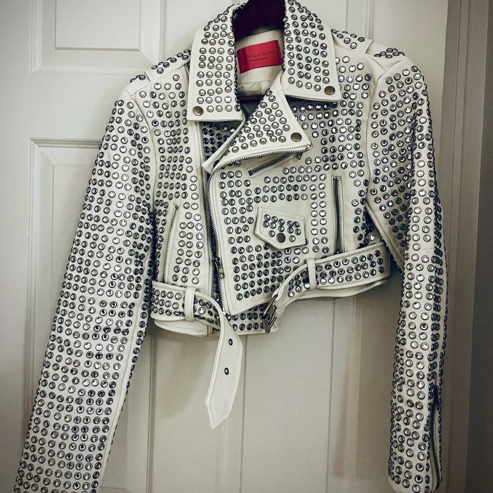 Azalea Wang Gazette Studded Crop Faux Leather Moto Jacket - Picture 5 of 8